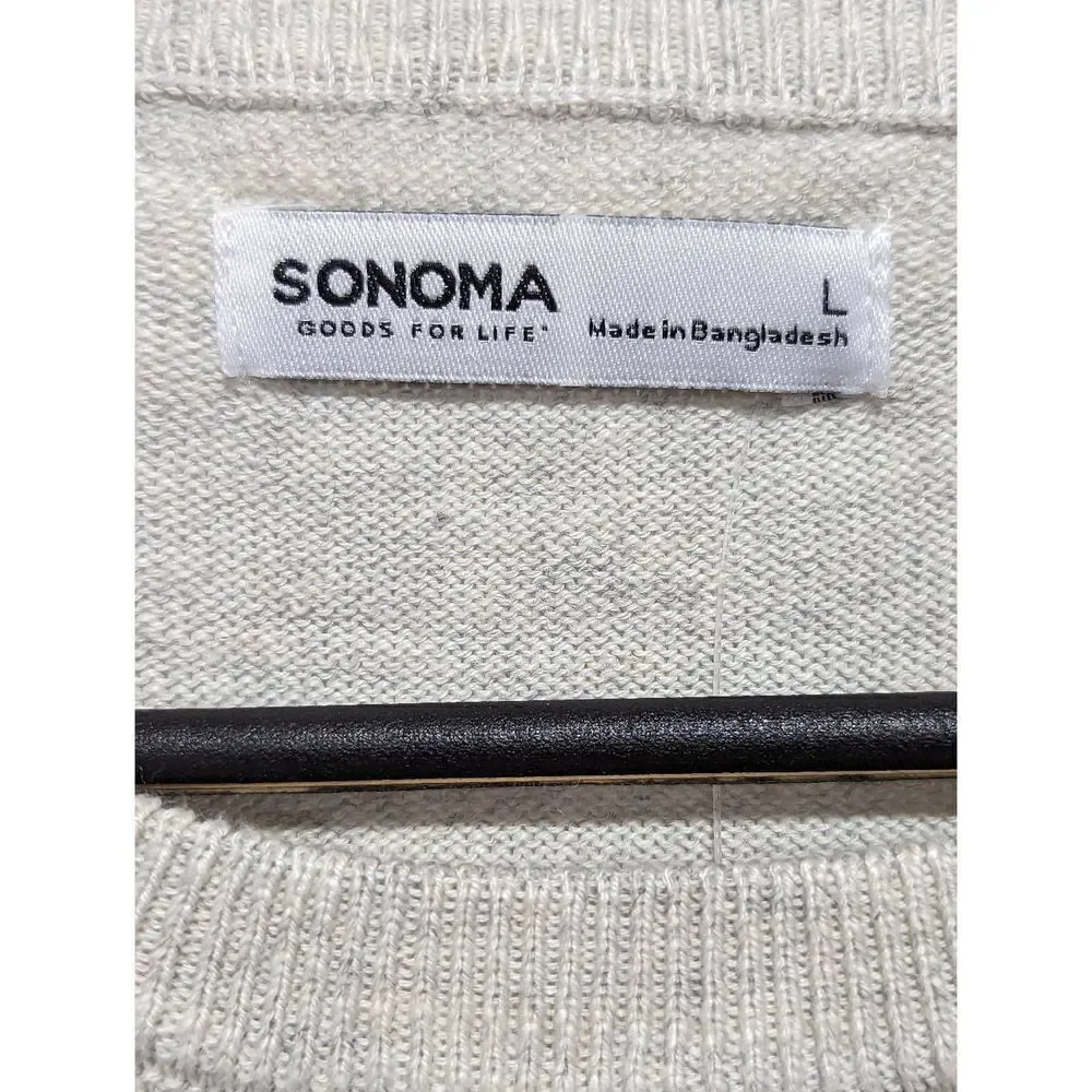 Sonoma Men's Gray Crew Neck Long Sleeves Cotton Blend Pullover Sweater Large NWT